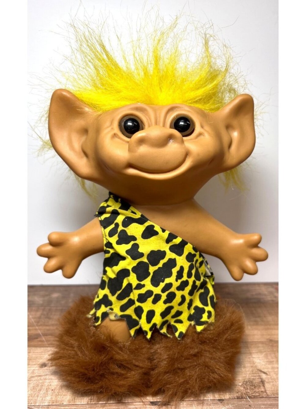 Uneeda Troll Doll Caveman With Yellow Hair & Animal Print Outfit 9'' 1960's